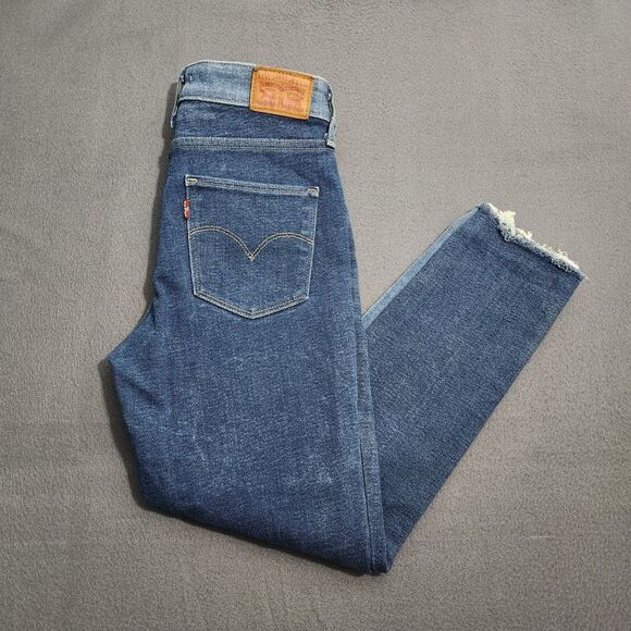 Levi's 721 Women 27 Mid Rise Skinny Japanese Denim Two Tone Raw Hem Jeans - Picture 2 of 13